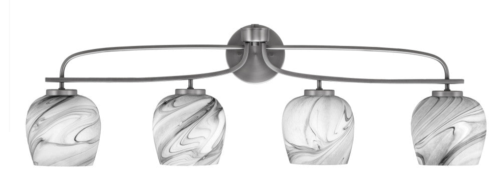 Cavella 4 Light Bath Bar, Graphite Finish, 6" Onyx Swirl Glass