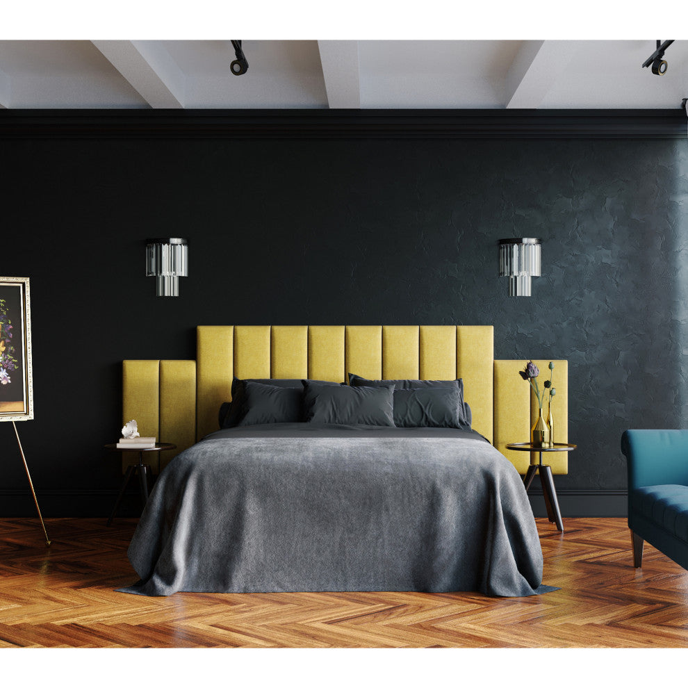 Jaxx Panelist Modern Padded Headboard, Set of 4 Panels, Queen, Mouse Grey