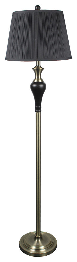 Lincolnshire Floor Lamp in Black With Black Pleated Shades