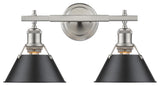 Golden Lighting Orwell 2-Light Bath Vanity, Pewter, Black Shade