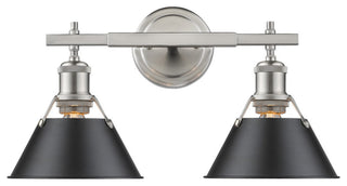 Golden Lighting Orwell 2-Light Bath Vanity, Pewter, Black Shade
