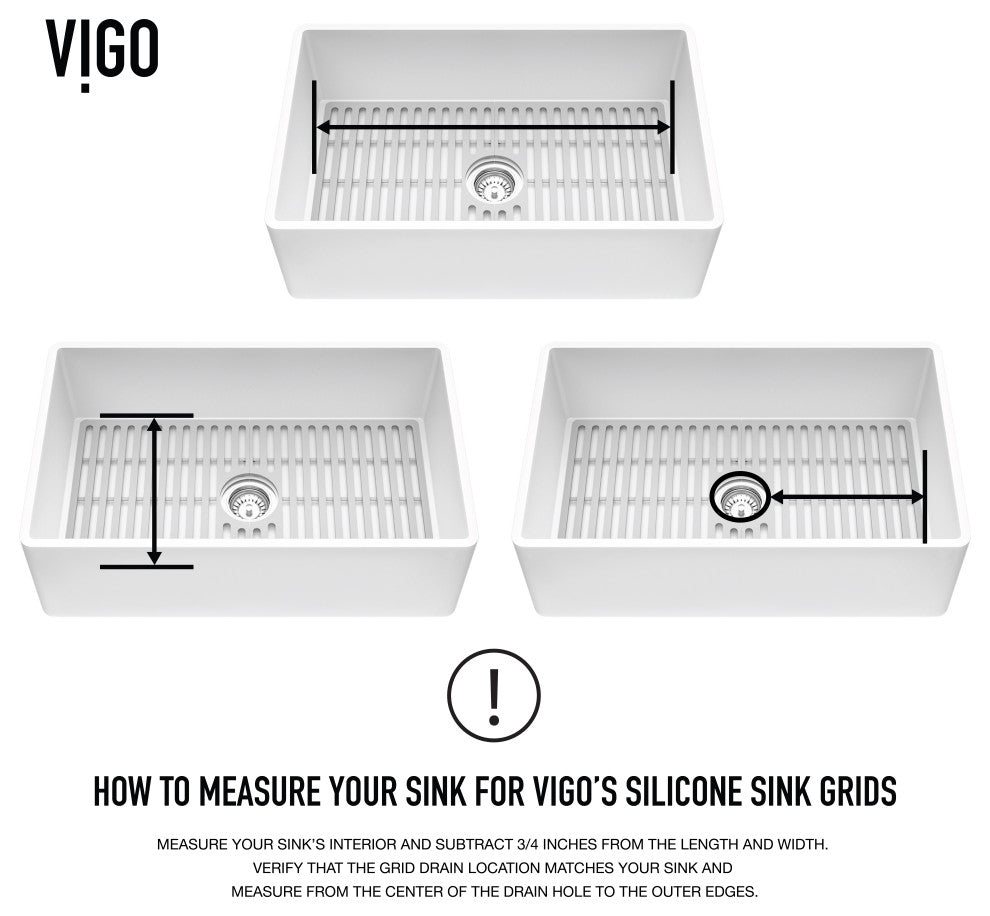 VIGO Silicone Protective Bottom Grid for Kitchen Sink, Gray, 27"lx15"w, Single Basin