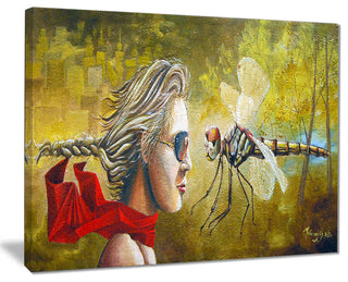 "Human and Dragon Fly" Abstract Digital Art Canvas Print