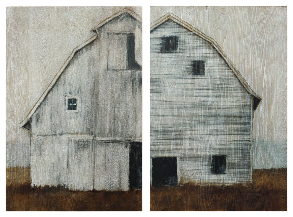 Abandoned Barn Diptych Wall Art Fine Giclee Printed on Hand Finished Ash Wood