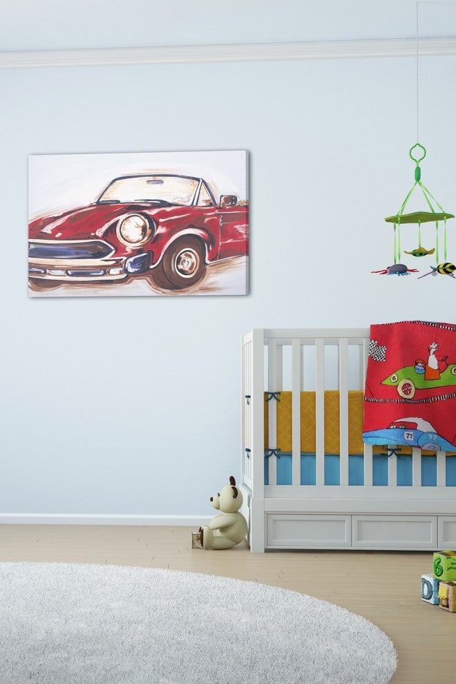 Marmont Hill, "Vintage Car" by Reesa Qualia Painting on Wrapped Canvas, 18x12