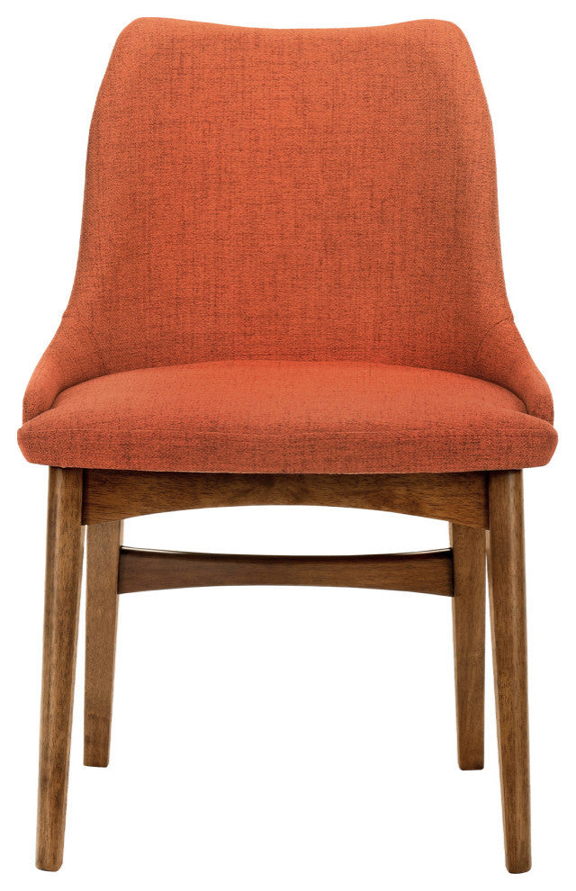 Azalea Fabric and Black Wood Dining Side Chairs, Set of 2, Orange