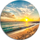 White Beach In Island Of Barbados, Modern Seascape Round Wall Art, 11"