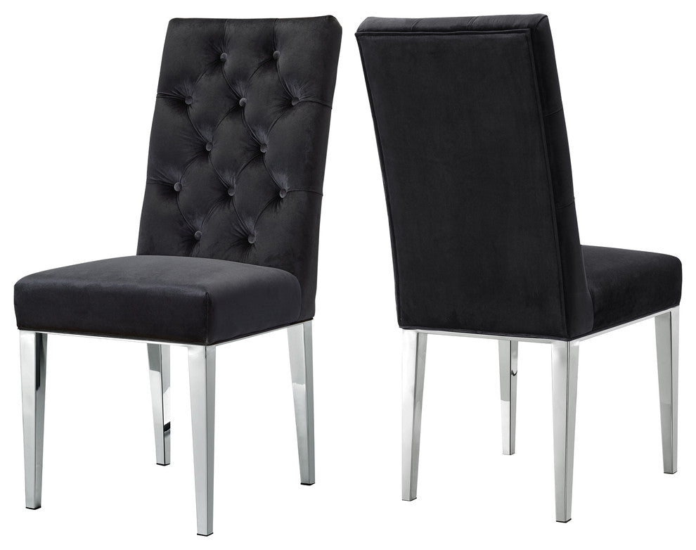 Juno Velvet Dining Chair (Set of 2), Black