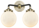 Beacon 2-Light LED Sconce, Black Antique Brass, Shade: Gloss White