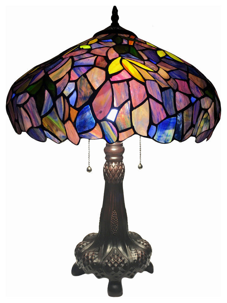 KATIE, Tiffany-style 2 Light Wisteria Table Lamp, 16" Shade