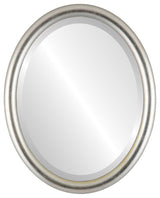 Pasadena Framed Oval Mirror, Silver Leaf With Brown Antique, 21"x25"