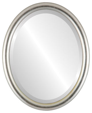 Pasadena Framed Oval Mirror, Silver Leaf With Brown Antique, 21"x25"