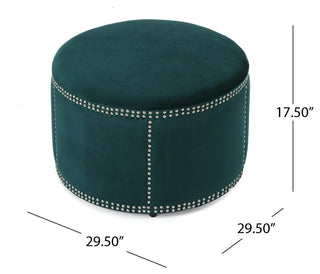 GDF Studio Jesper Studded New Velvet Ottoman, Teal