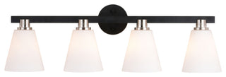 Vermont 4 Light Vanity Matte Black with Satin Nickel