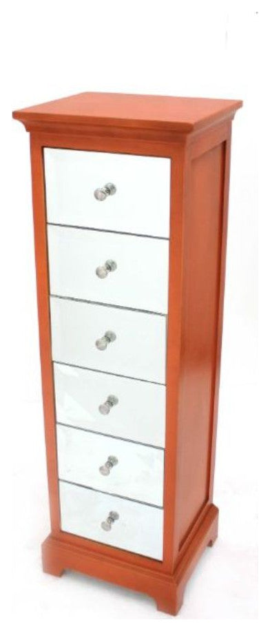 11.75" x 13.75" x 43" Orange, 6 Drawer, Rustic Style Chest