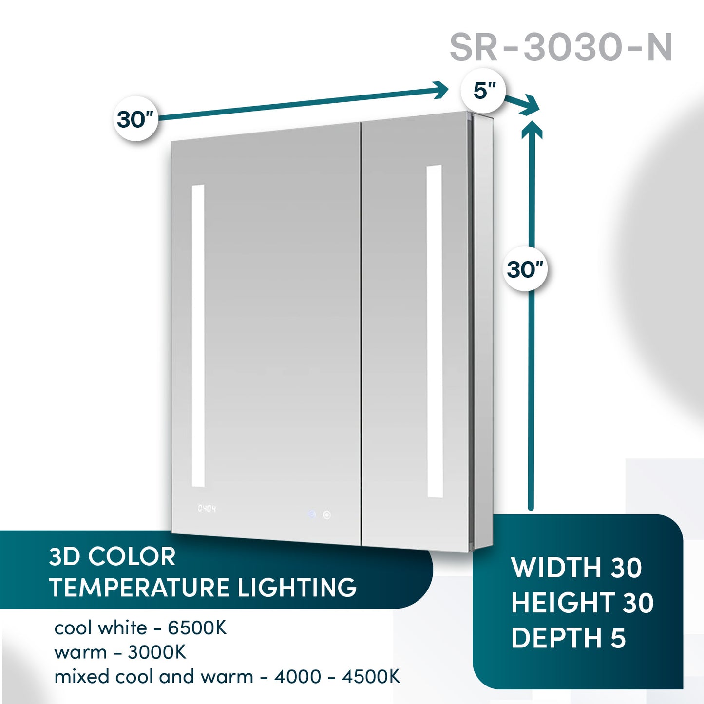 Signature Royale 30" LED Medicine Cabinet Defogger, Adjustable Magnifying Mirror