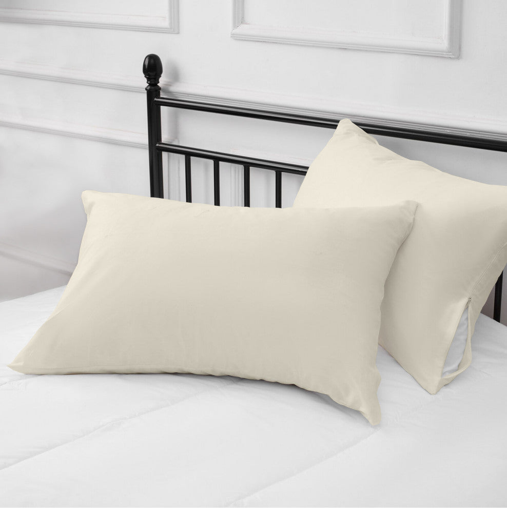 Organic Cotton Pillowcase Pair 300TC GOTS Certified, Ivory, Queen 21"x32"