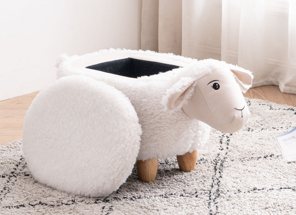 White Sheep Storage Ottoman