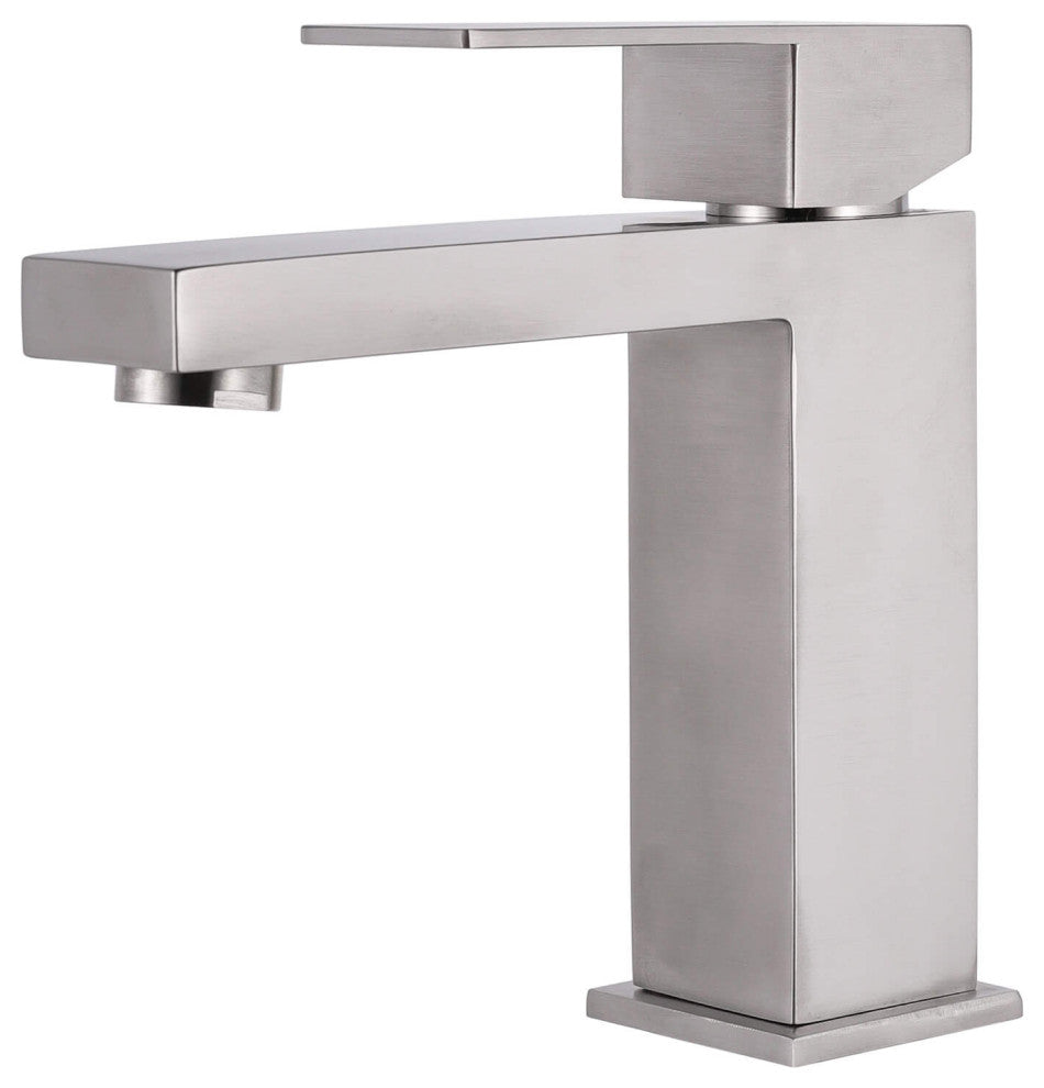 Single Hole One Hand Handle Square Bathroom Faucet In Black
