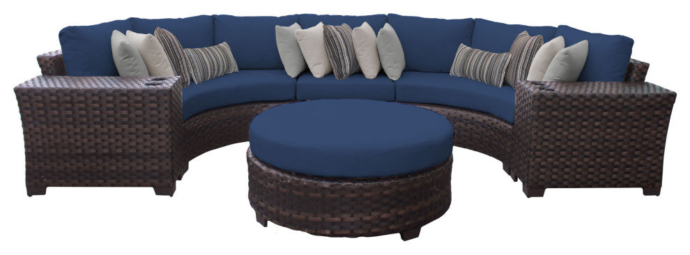 kathy ireland River Brook 6 Piece Wicker Patio Furniture Set, Midnight