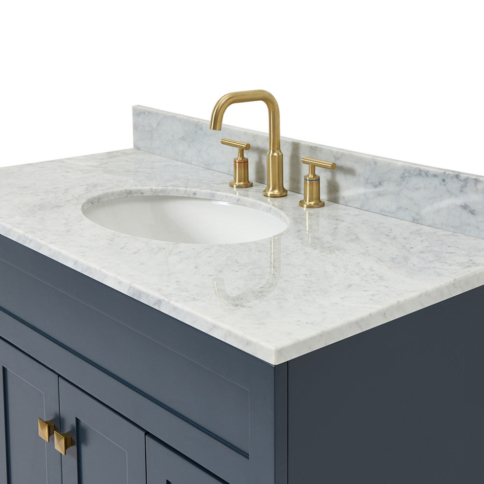 Ariel Hamlet 43" Oval Sink Bath Vanity, 0.75" Carrara Marble