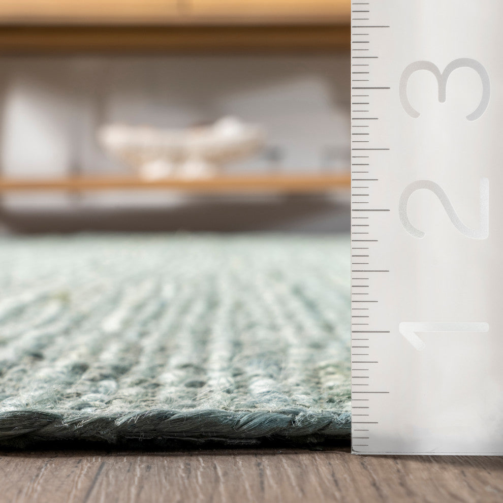 Nuloom Rigo Hand Woven Farmhouse Jute Rug, Green 2' 6" x 6'