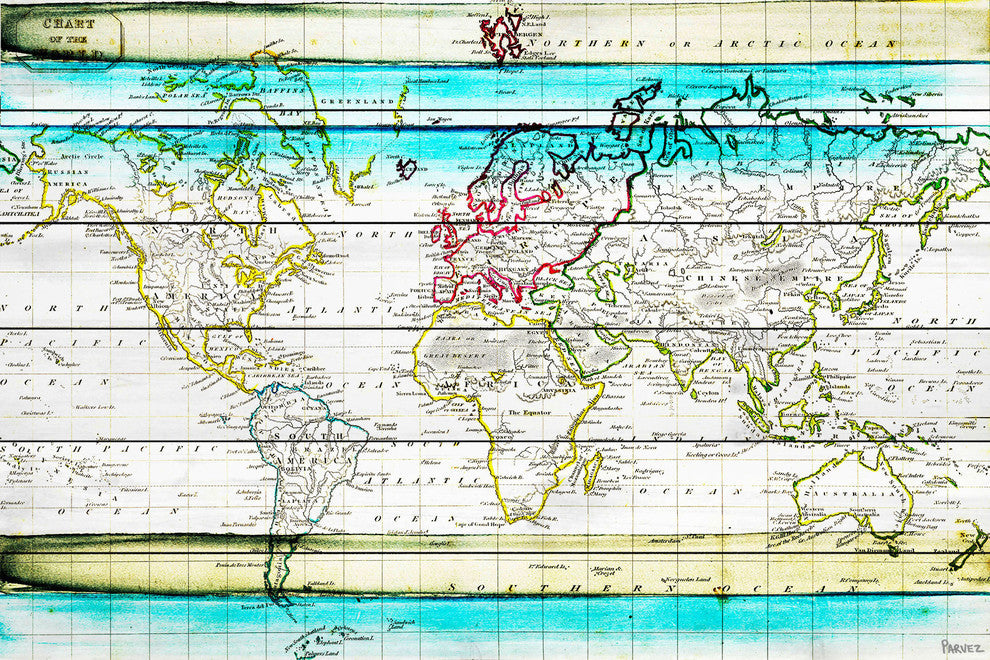 "Jet Setting" Painting Print on White Wood, 60"x40"