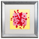 'Pink Square On Yellow ' Matted Framed Art, Silver Frame, White Matte, 16x16