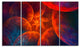 Biblical Sky with Red Clouds, Abstract Wall Art Canvas, 48"x28", 4 Panels