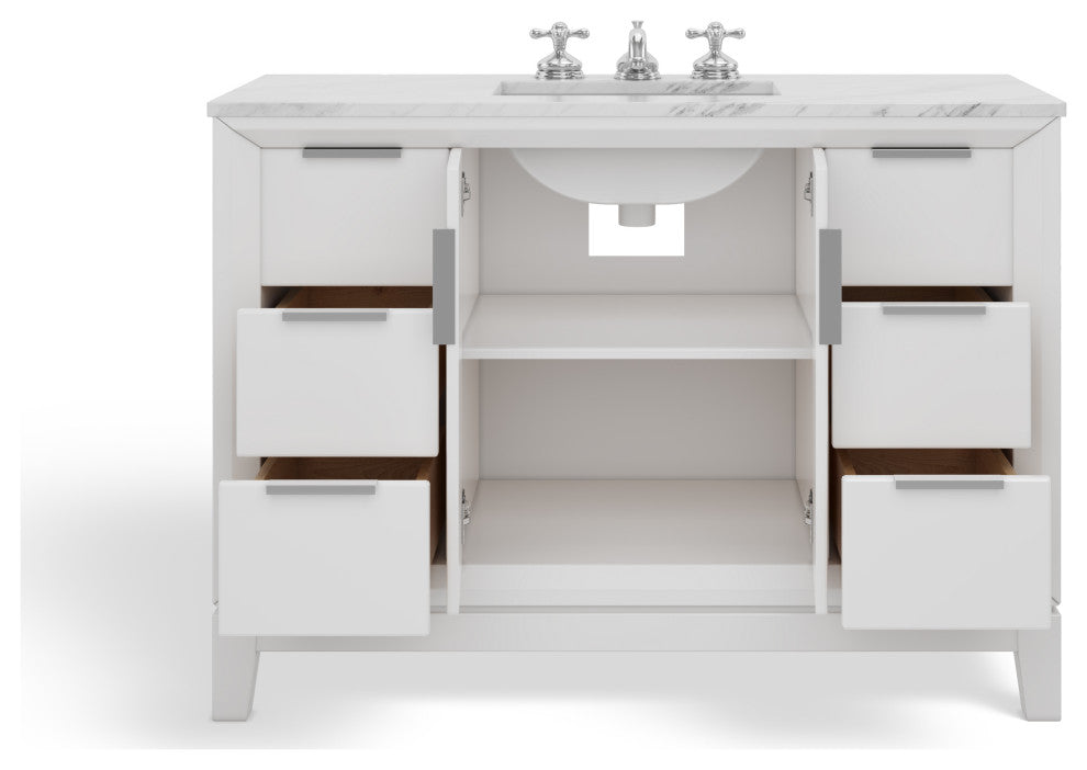 The Ezra Bathroom Vanity, Pure White, 48", Single Sink, Freestanding