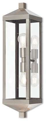 2 Light Outdoor Wall Lantern, Brushed Nickel
