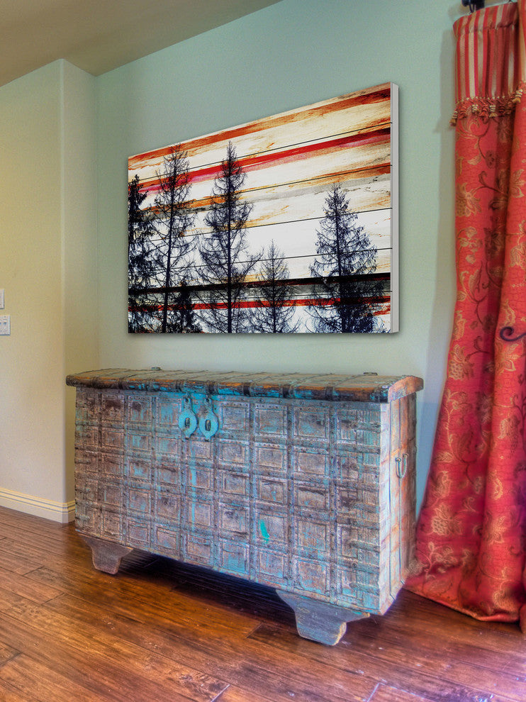 "Red Striped Sky" Print on White Wood, 45"x30"