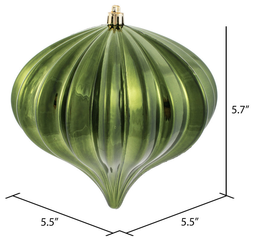 Vickerman N151264Dsv 5.7" Moss Green Shiny Onion Christmas Ornament