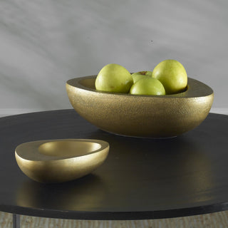 Uttermost 18081 Ovate 15"W Aluminum Decorative Bowls - Set of 2 - Antique Brass