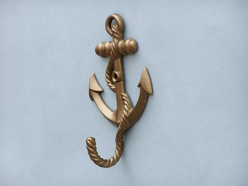 Antique Brass Anchor With Rope Hook 5"