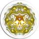 Golden Symmetrical Fractal Heart, Abstract Round Wall Art, 23"