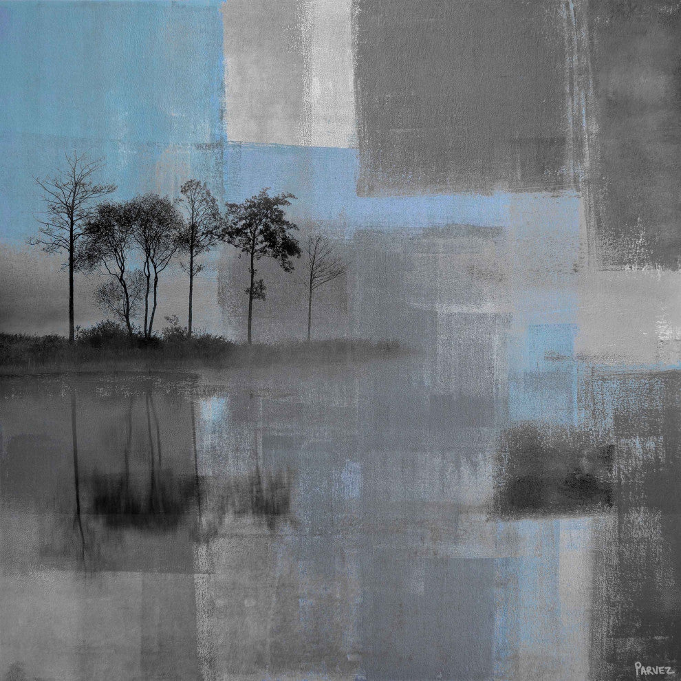 "Blue Horizon" Painting Print on Wrapped Canvas, 18"x18"