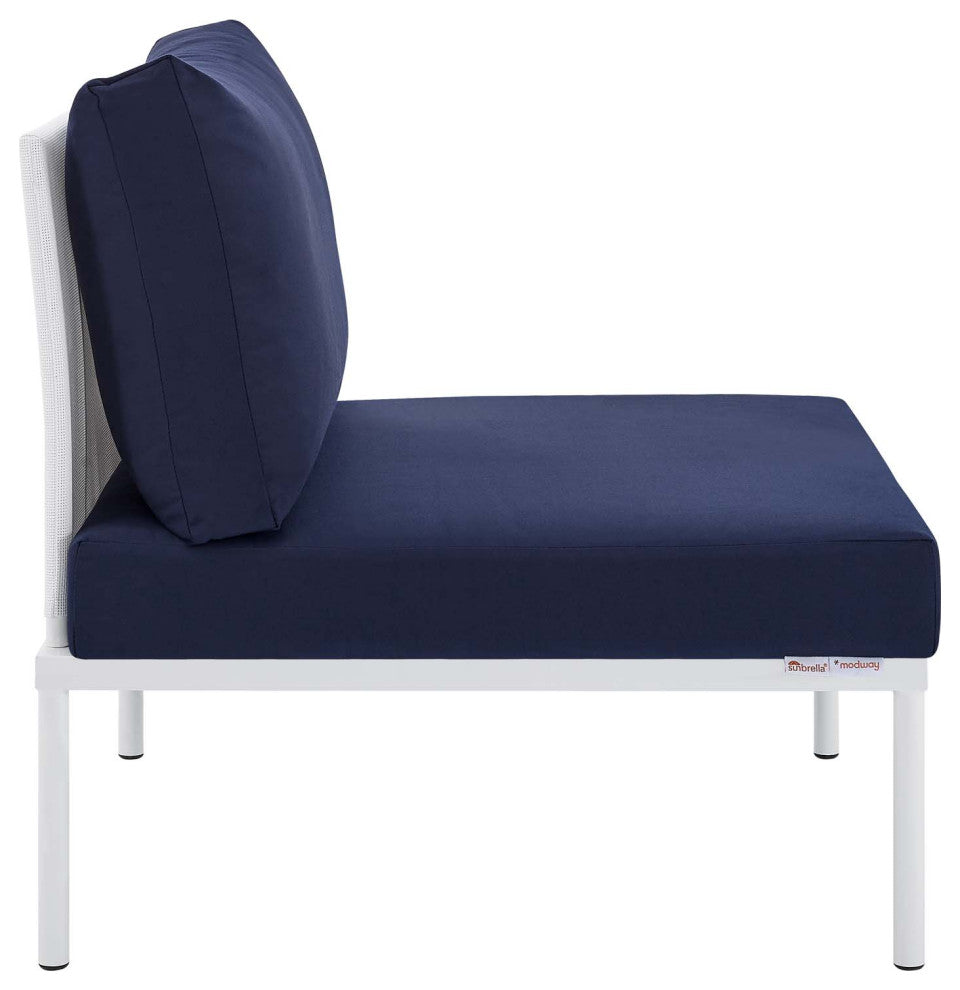 Harmony Sunbrellaï¿½ Outdoor Patio Aluminum Armless Chair-White Navy