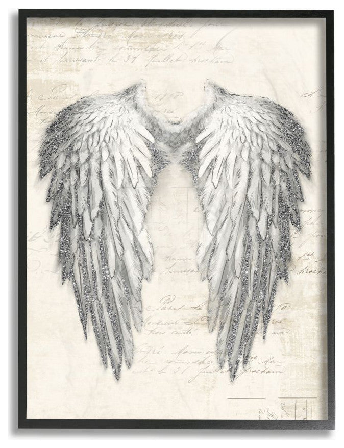 Heavenly Wings Silver Parchment Design, 16"x20"