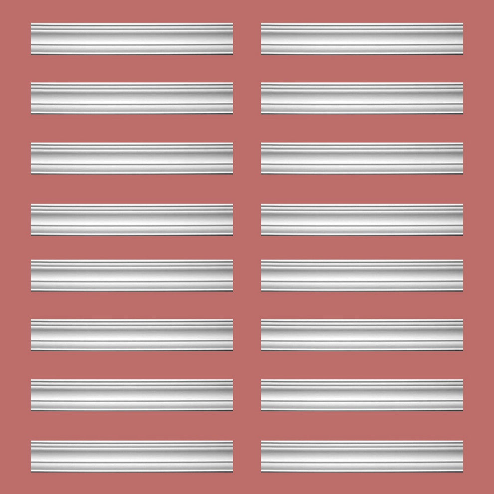 Cornice White Urethane Pas De Calais Design 16 Pieces Totaling 1514" Length