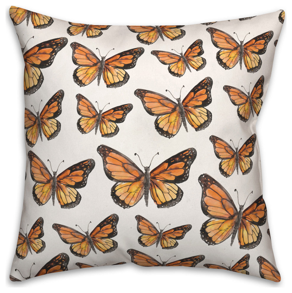 Watercolor Butterfly Flock 4 20x20 Spun Poly Pillow