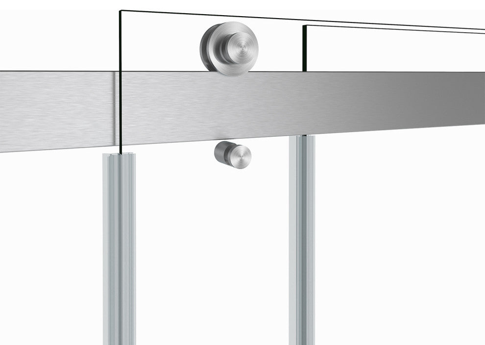 Spezia Double Sliding Frameless Shower Door, Brushed Nickel, 68" W X 76" H