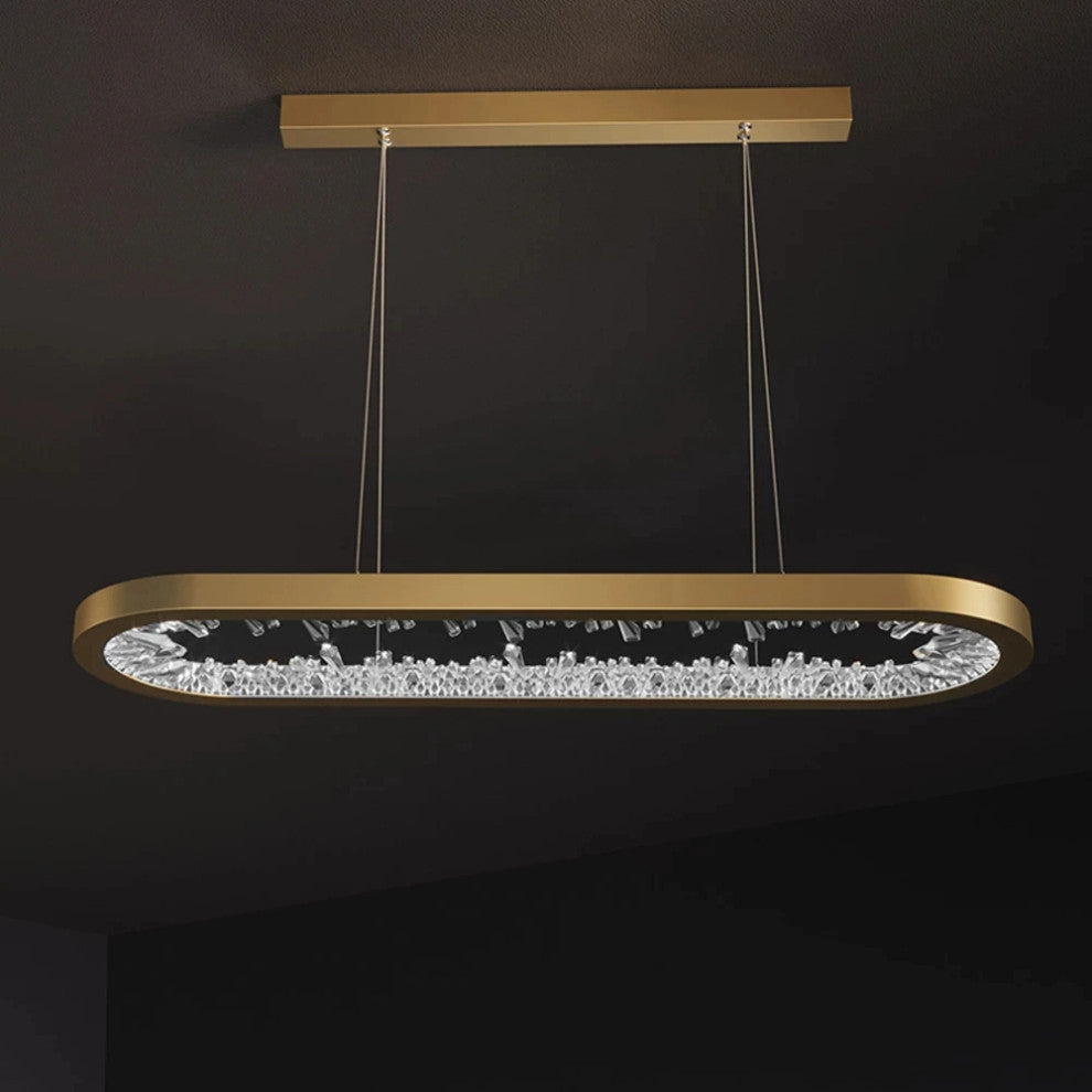 Zeddiani | Gold Rings Led Crystal Chandelier for Bedroom, Oval