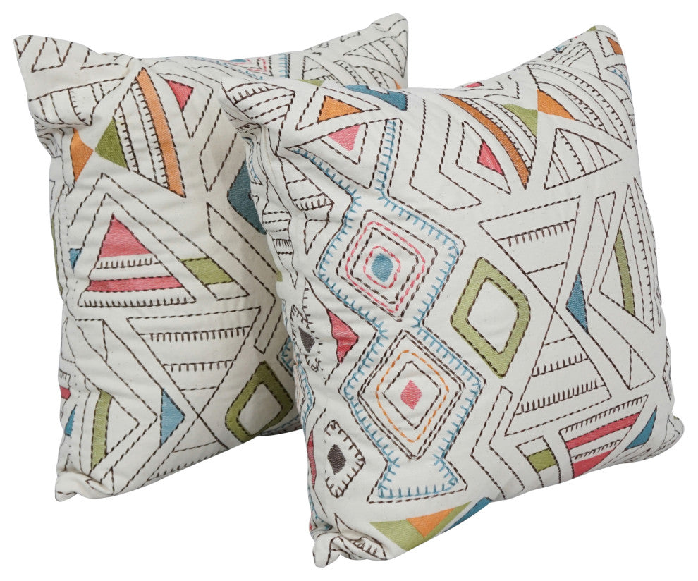 17" Jacquard Throw Pillows With Inserts, Set of 2, Barista Garden