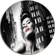 Brunette Woman With Red Lips, Portrait Woman Disc Metal Wall Art, 11"