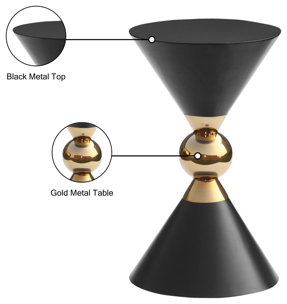 Malia Iron End Table, Black/Gold