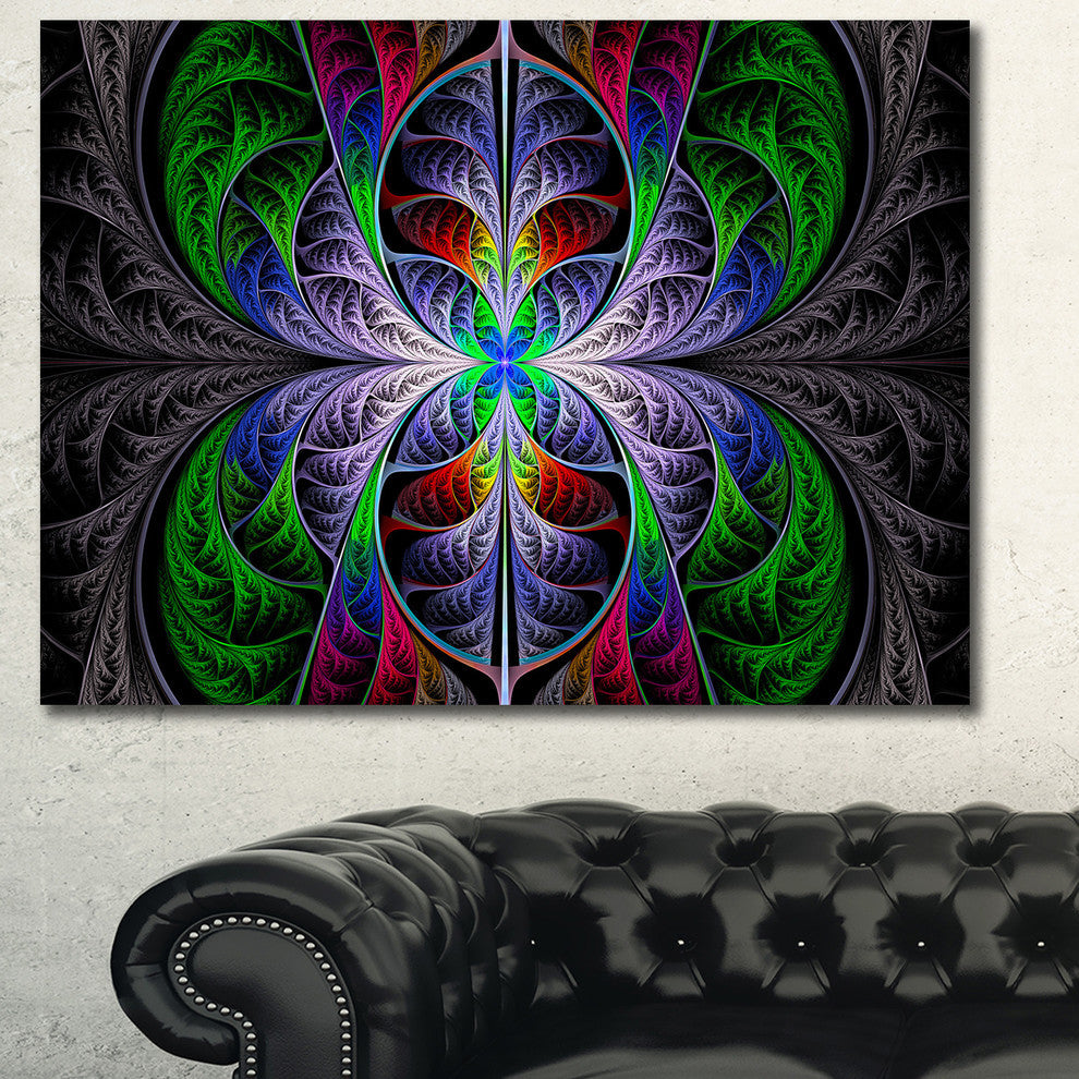 Beautiful Fractal Stained Glass, Abstract Wall Art Canvas, 40x30