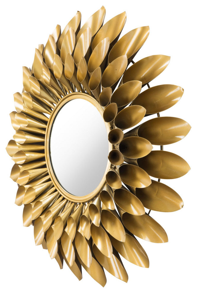 Frame Wall Mirror, Round, Aluminum, Metal, Gold, Bedroom Living