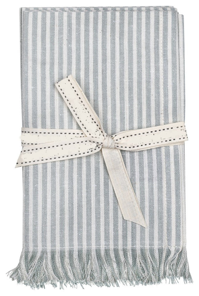 Set of Eight Navy Blue Stripe Napkins