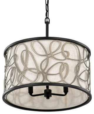 Scribble 3-Lt Convertible Pendant/Semi-Flush - Matte Black/Artifact